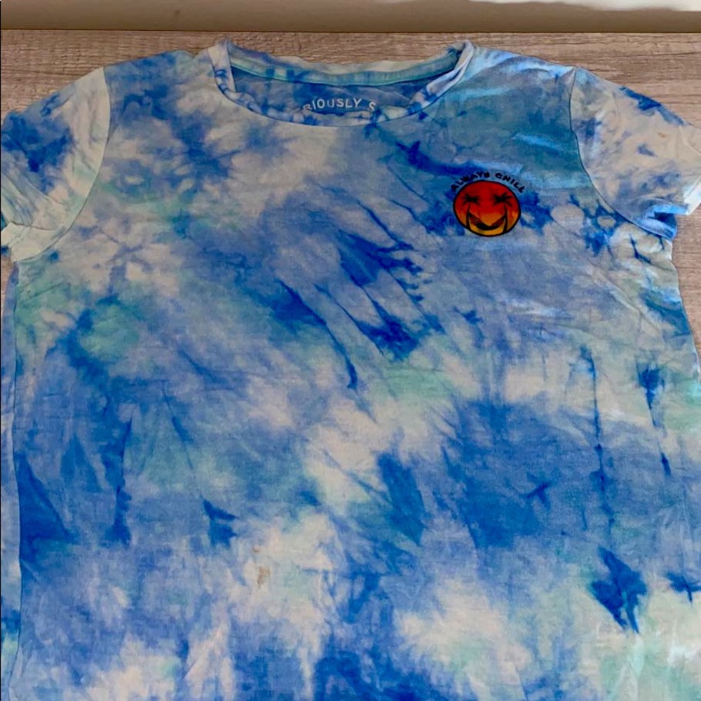 blue tie die always chill soft T-shirt